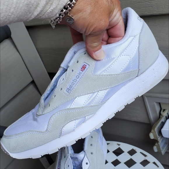 Reebok Old School Classic White Suede Nylon Sneaker  Unisex 7 - Picture 2 of 8